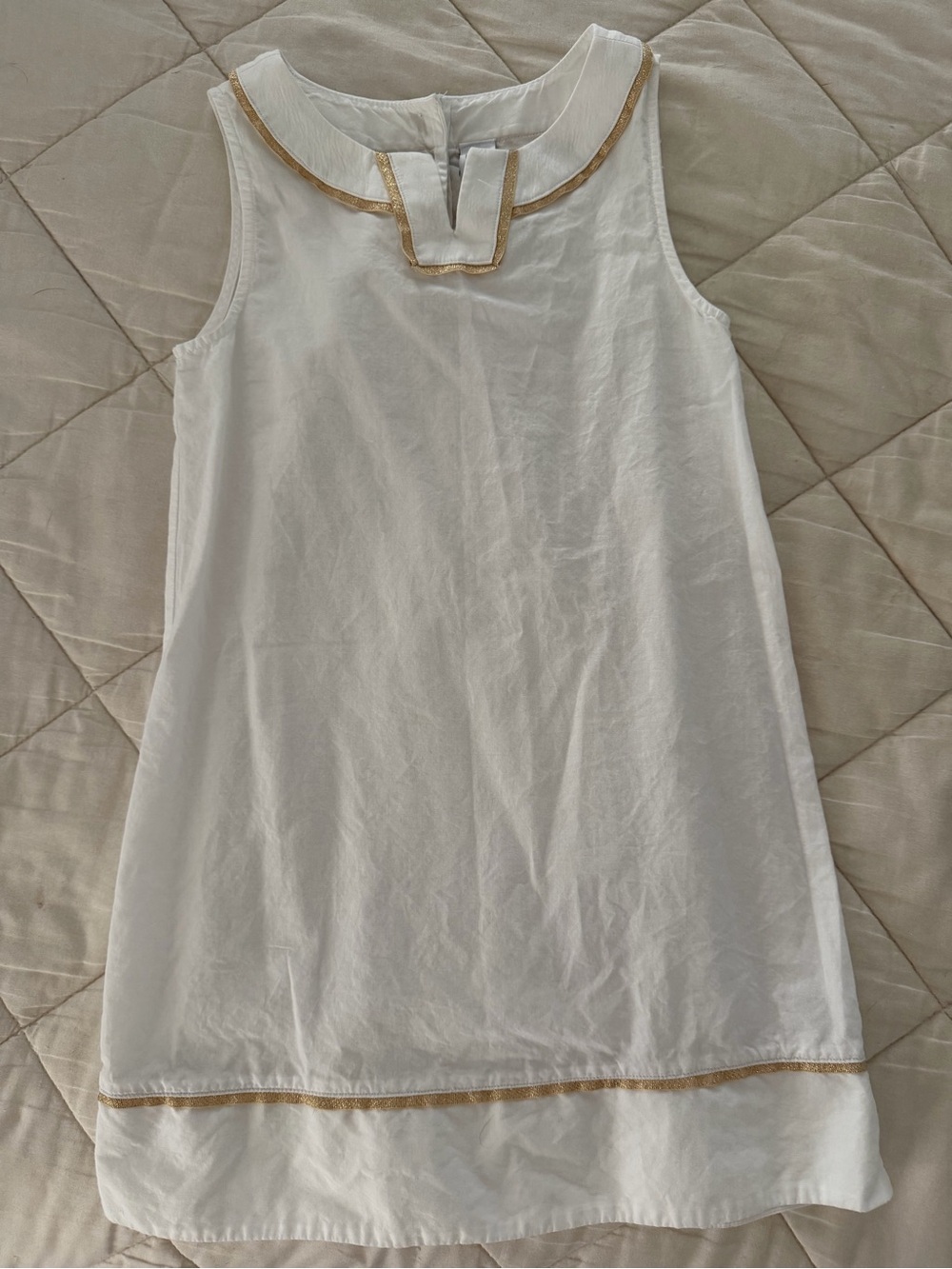 Girls 6 Janie and Jack White Sleeveless Dress with Gold Trim